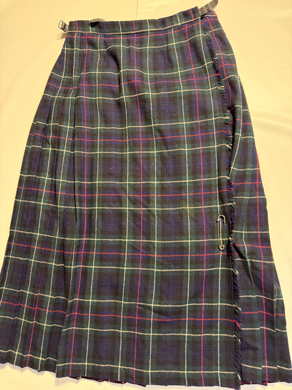 Vtg Brendella Tartan Skirt Ireland Wool Sustainable Kilt Pleat Adjustable  Sz 10